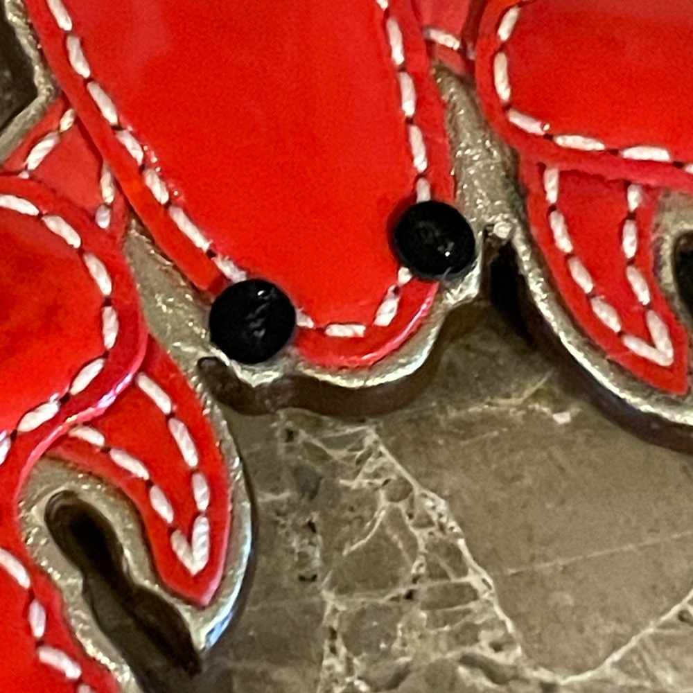 COACH HTF Patent Leather Red Lobster Key Fob Bag Charm Keychain - Picture 5 of 12